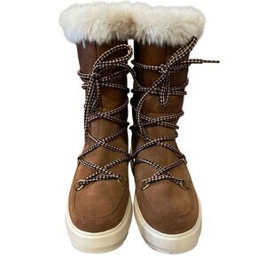 Geox Womens Amphibox Kaula Boots 7 Brown Suede Waterproof Breathable Comfort